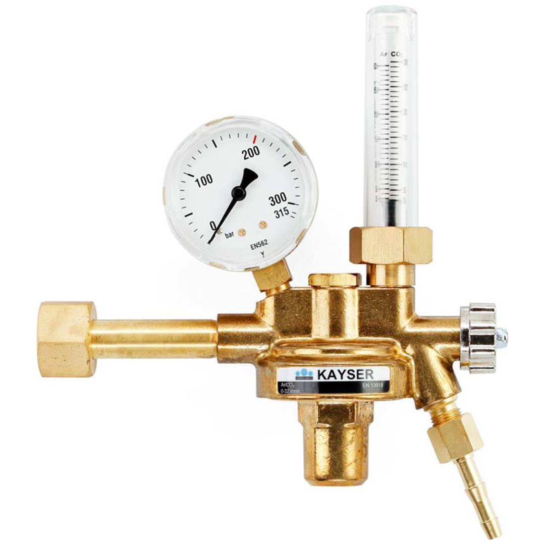 ELMAG Druckregler Argon/Co2 mit Flowmeter, mit 1 Manometer, Ø 63mm & Flowmeter, 200 bar, 5-30 l/min.