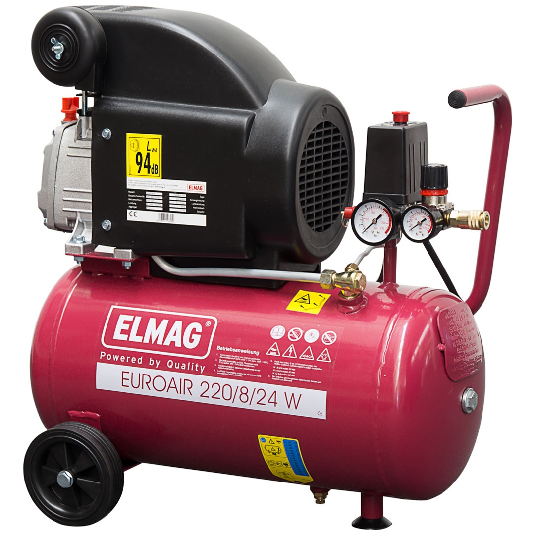 ELMAG Kompressor EUROAIR 220/8/24 W - SET-AKTION:, 1 Stk.Kompressor EUROAIR 220/8/24 W Art. Nr. 10006 und 1 Stk.ELMAG STARTER-SET 6-tlg. Art. Nr. 42