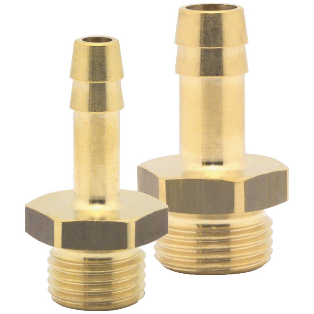 ELMAG Schlauchtülle mit Außengewinde, AG 1/4, 9 mm, Messing, 2 Stk. Packung - SB