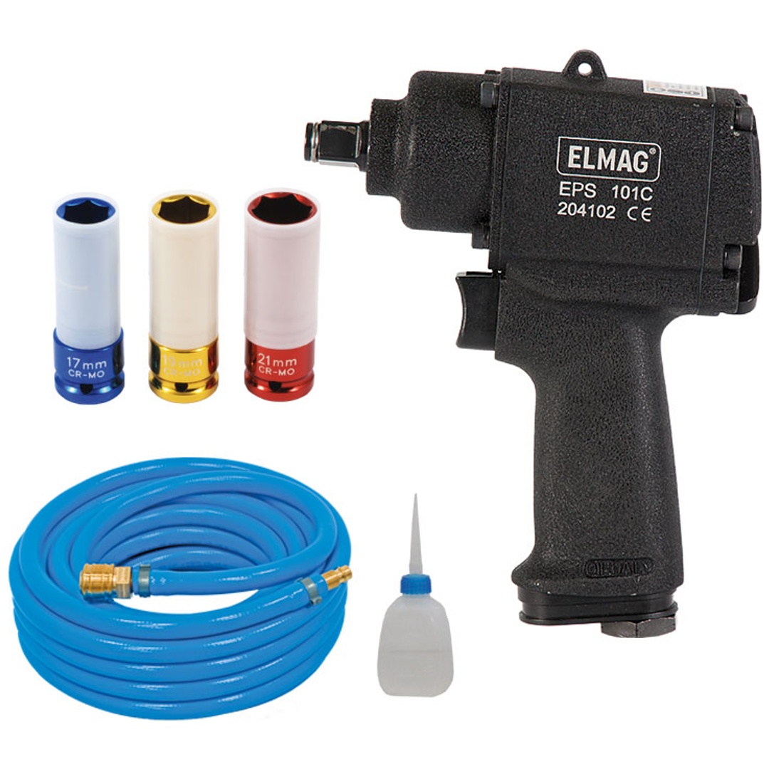 ELMAG DL-Werkzeugpaket, bestehend aus: 1 Stk.Schlagschrauber EPS 101 C, 1/2, 1 Stk.DL-Schlauch-Set high-flex 8x13 mm, 10m, 1 Stk.1/2 Schlagnussen-