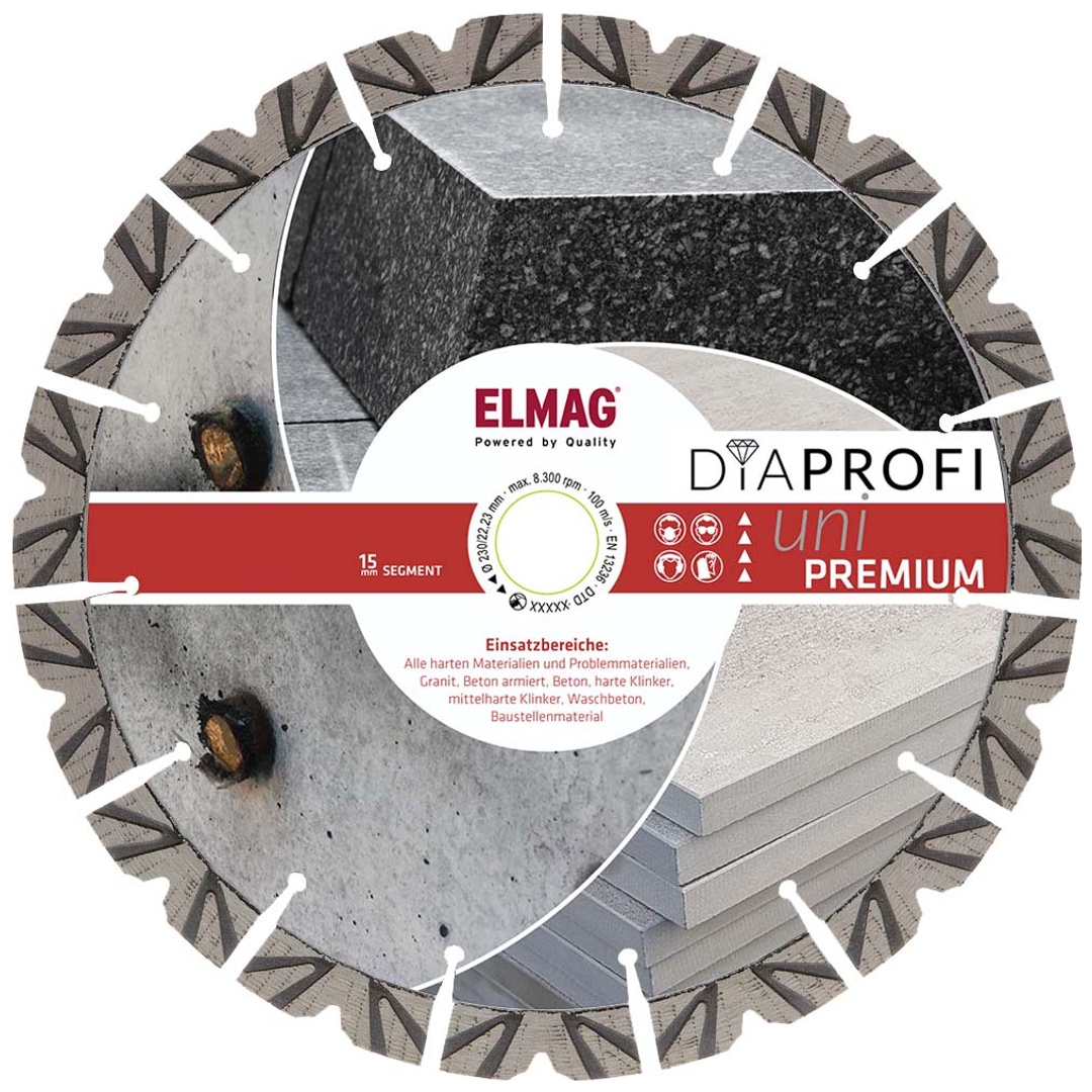 ELMAG DiaProfi-Diamantscheibe UNI-PREMIUM Ø230mm Bohrung: 22,2mm (für Trocken- und Nassschnitt)