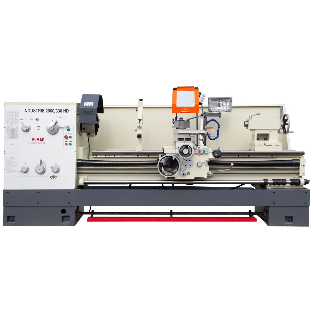 ELMAG Universal-Drehmaschine INDUSTRIE 2000/330 HD, inkl. 3-Achs-Positionsanzeige inkl. Schnellwechsel-Stahlhalter Set, System Multifix mit elektrom