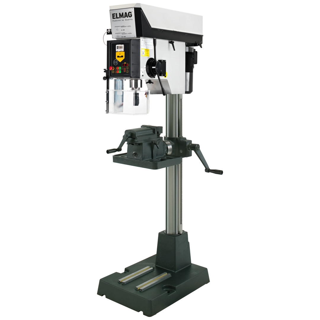ELMAG PREMIUM Highspeed-Säulenbohrmaschine Modell R40E PGM inkl. schwenkbarem Schraubstocktisch