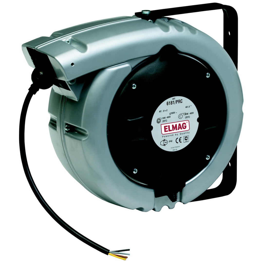 ELMAG Autom. Kabelaufroller ZECA, 6184/PRC/IP65 RNF, 12+2 Meter, 3x2,5mm² (2 m Zuleitung, ohne Stecker und Kupplung)