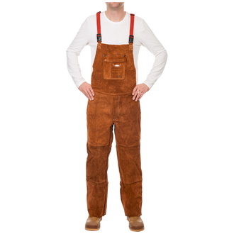 ELMAG Schweißer Latzhose Größe M, WELDAS 44-7440/7648, Lava Brown Spalt-Rindleder, L=136 cm