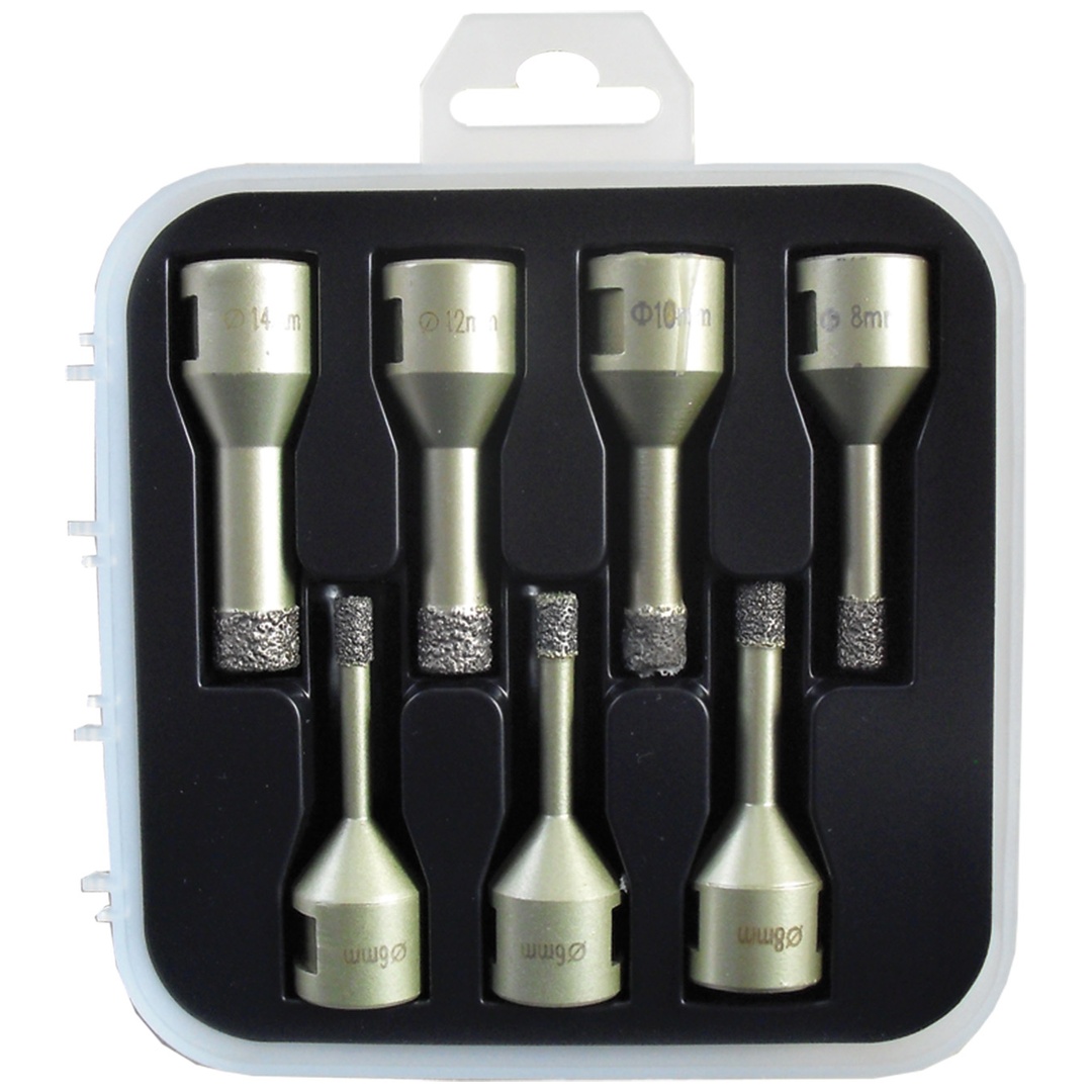 ELMAG DiaProfi-Kernbohrer-SET mit je 2x Ø6mm und Ø8mm, und je 1xØ10mm, 1xØ12mm und 1xØ14mm Aufnahme: M14 im Koffer