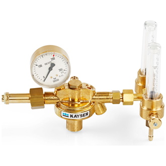 ELMAG Druckregler 'Argon/Co2' zum Formieren, mit 1 Manometer, Ø 63mm & 2 Flowmeter, 200 bar, 3-30 l/min., Anschluss: W21,80 x 1/14'