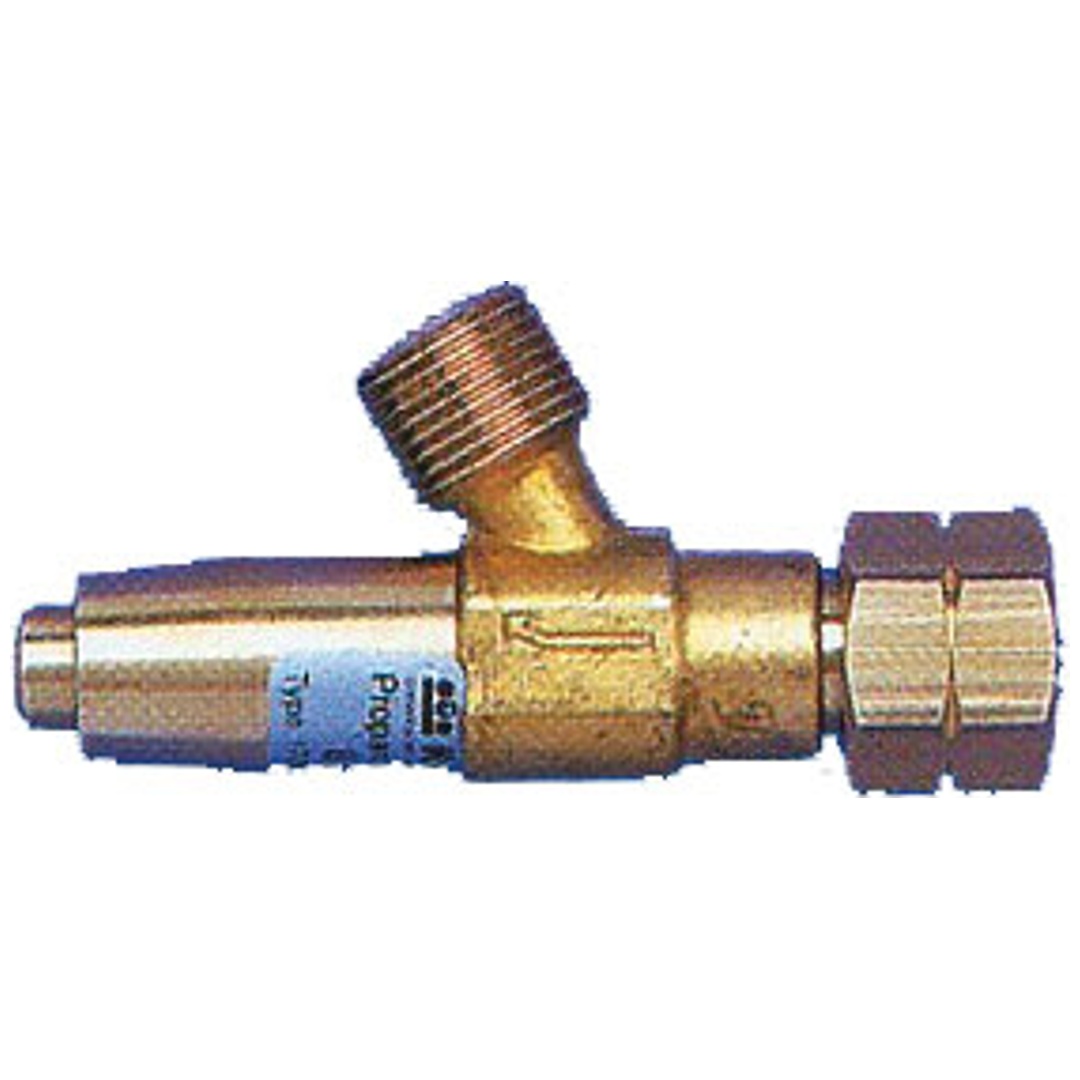 ELMAG Rückschlagsicherung für Propan, 1,5 bar - 6,0 kg/h, Nenndruck 1,5 bar, Nenndurchfluss: 6,0 kg/h, Eingang: IG 3/8Li, Ausgang: AG 3/8Li zu Propa