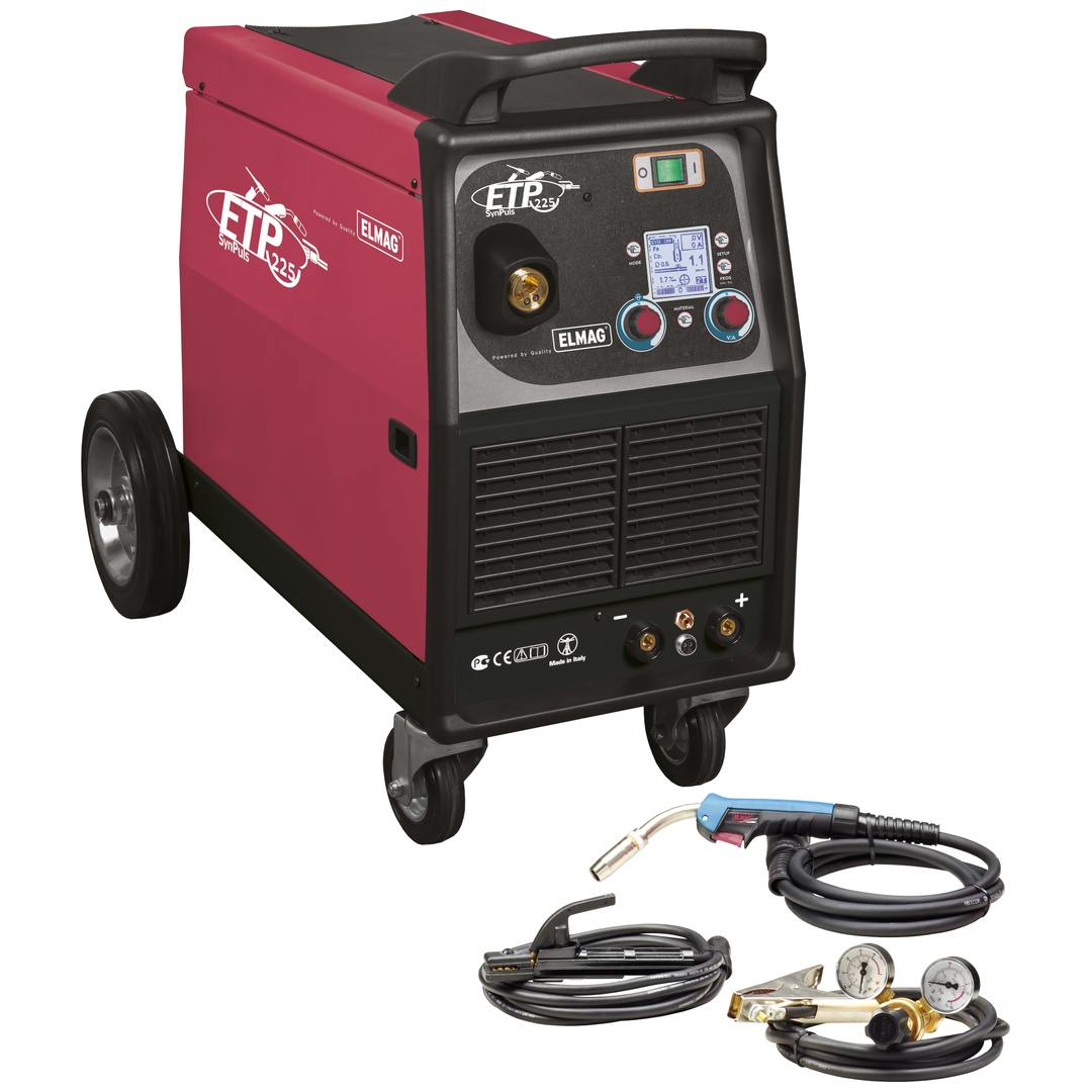 ELMAG Multifunktions-Schweißinverter, fahrbar GRUND-SET, Mod. ETP 225 SynPuls - GRUND-Set MIG/MAG (+Puls), WIG (DC), MMA