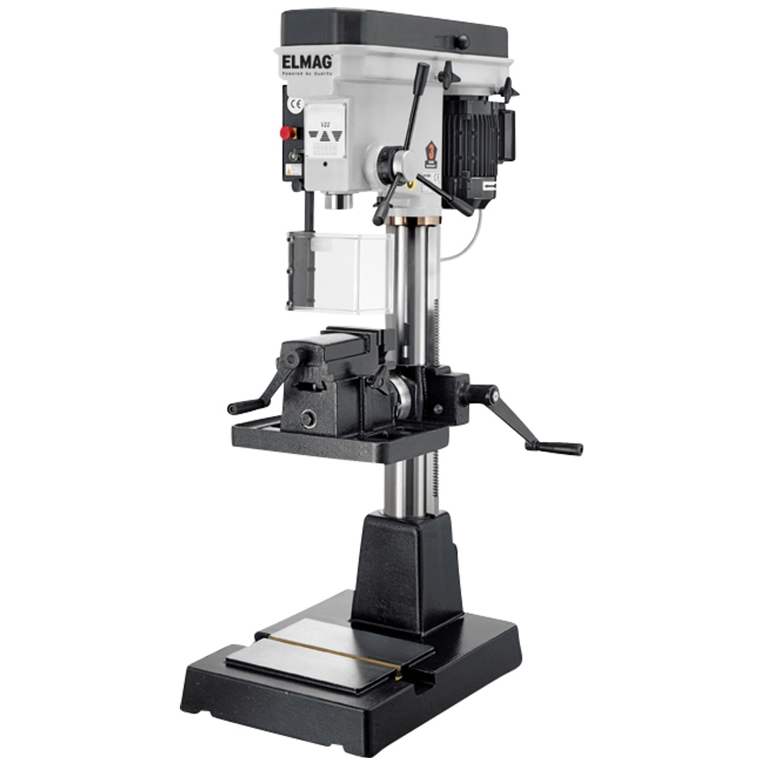 ELMAG PREMIUM Highspeed-Tischbohrmaschine Modell V22E PGM inkl. schwenkbarem Schraubstocktisch