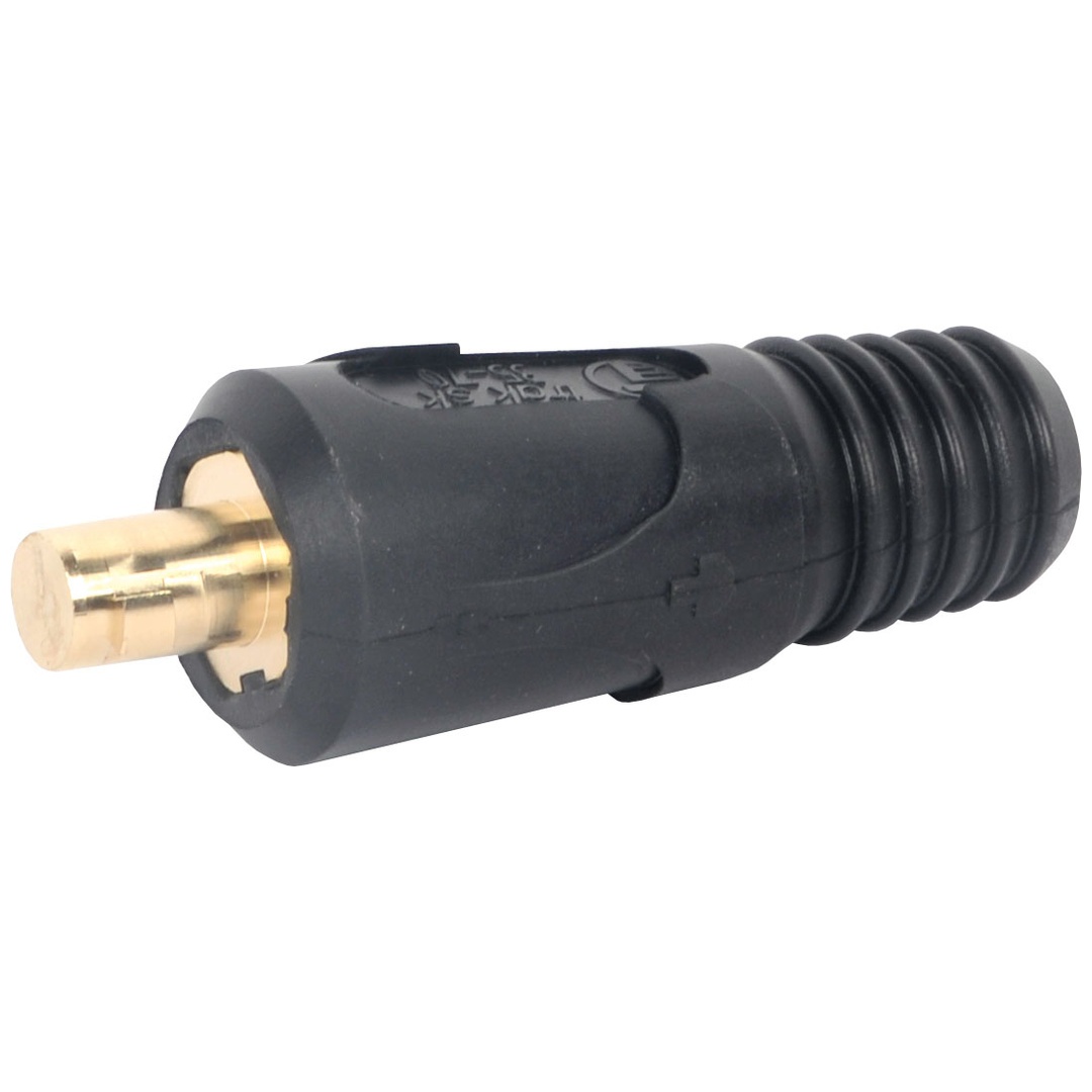ELMAG Schweißkabel-Stecker, rot, 10/16/25mm2, Zapfen-Ø 9mm, 60% ED @ 200A mit roter PVC-Hülse