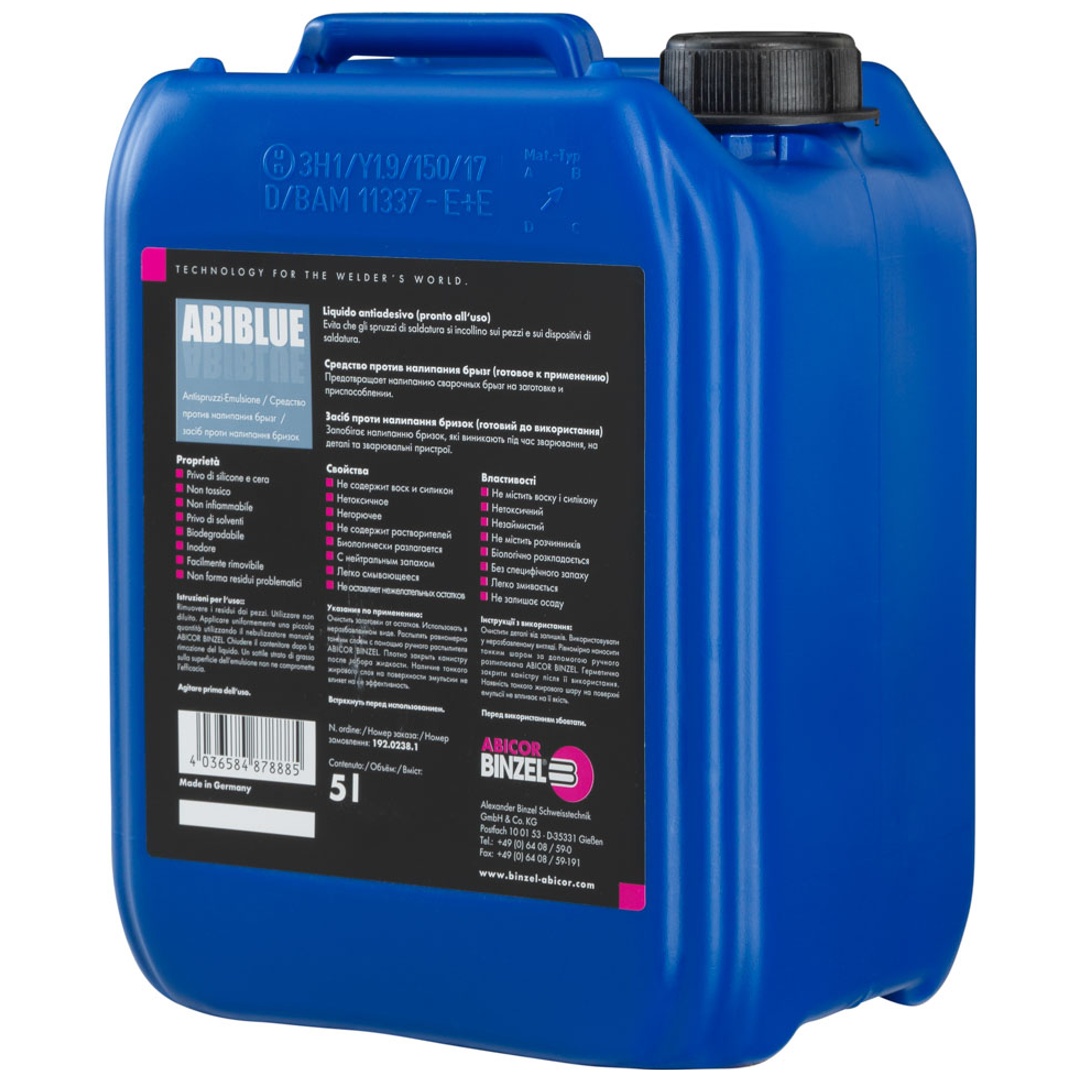 ELMAG Anti-Spritzer-Trennmittel ABIBLUE 5 lt. Emulsion, (Farbindikator, unbrennbar & silikonfrei) für Anwendung am Schweißmaterial