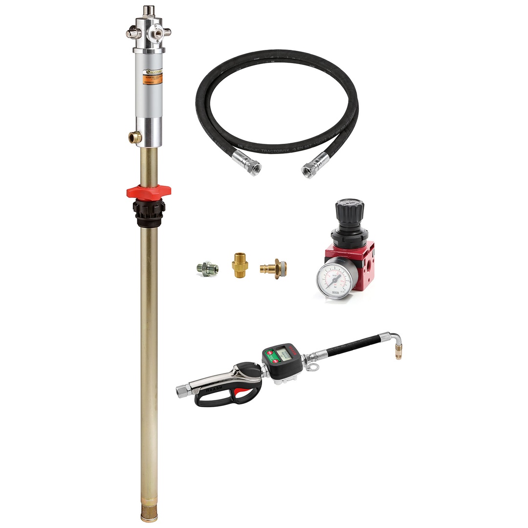 ELMAG DL-Ölpumpe POP 650/240 Komplett-Set inkl. Druckregler, 4 mt. Gummischlauch und mit Zapfpistole „40 AL“ mit Digitalzählwerk & flexiblem Endstück