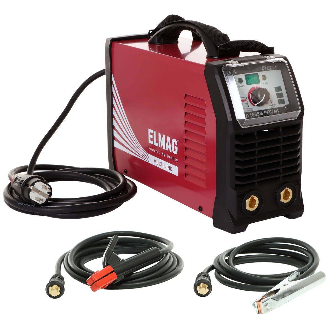 ELMAG Elektroden-Schweißinverter SD 1635M PFC/MV Multi Line inkl. 3m Massekabel 25mm², 4m E-Halterkabel 25mm² & Tragegurt