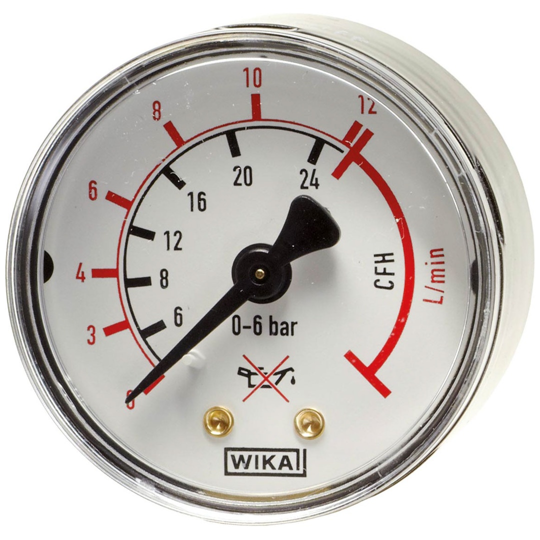 ELMAG Arbeitsdruckmanometer (Argon-CO2), Ø 50mm, 0-12 lt./Min./0-24 CFH, AG 1/8 unten, Druckregler MINI (EUROMIG, ETP)