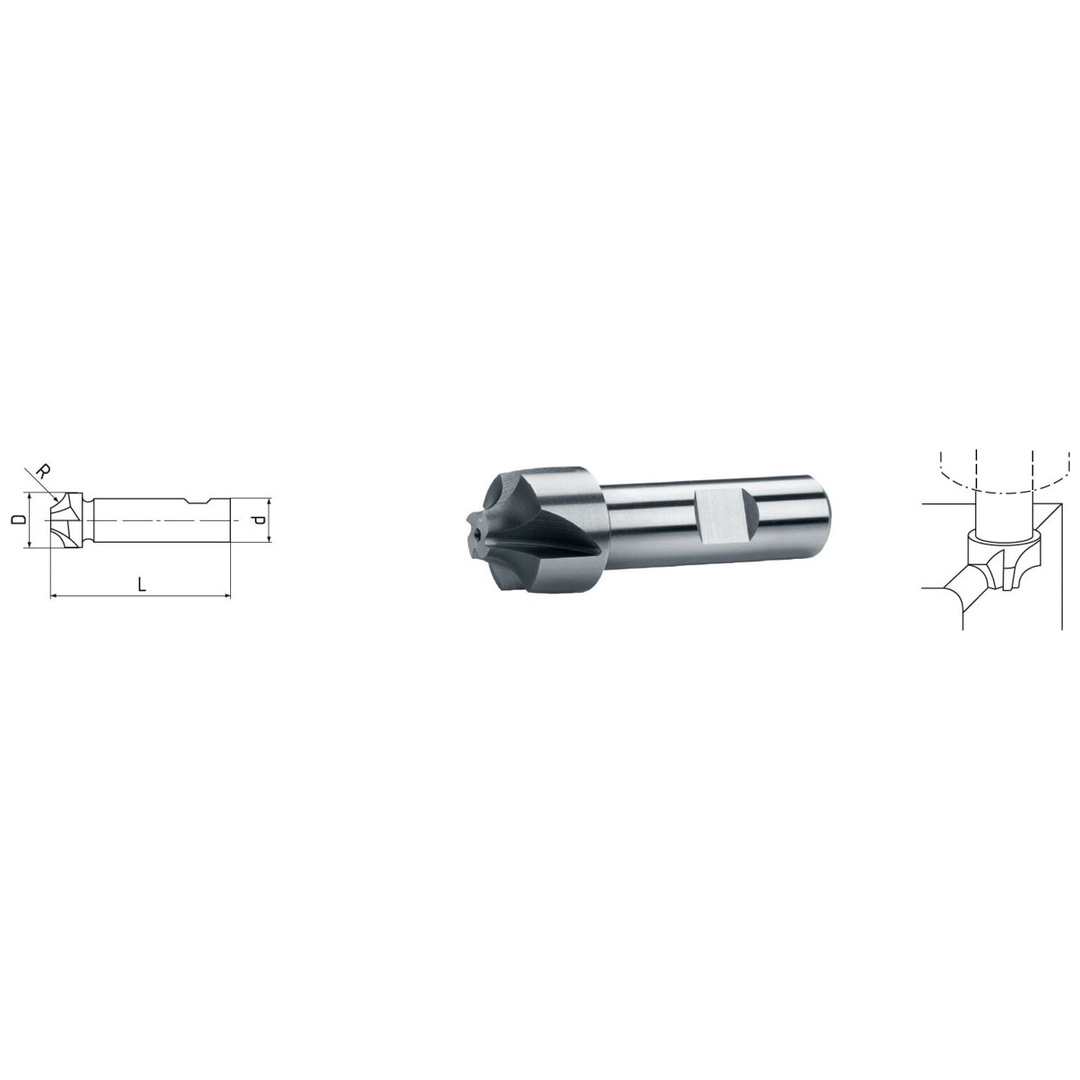 ELMAG HSS Co8 Viertelkreis-Profilfräser DIN 6518, Ø 10,0 x 2,0 mm
