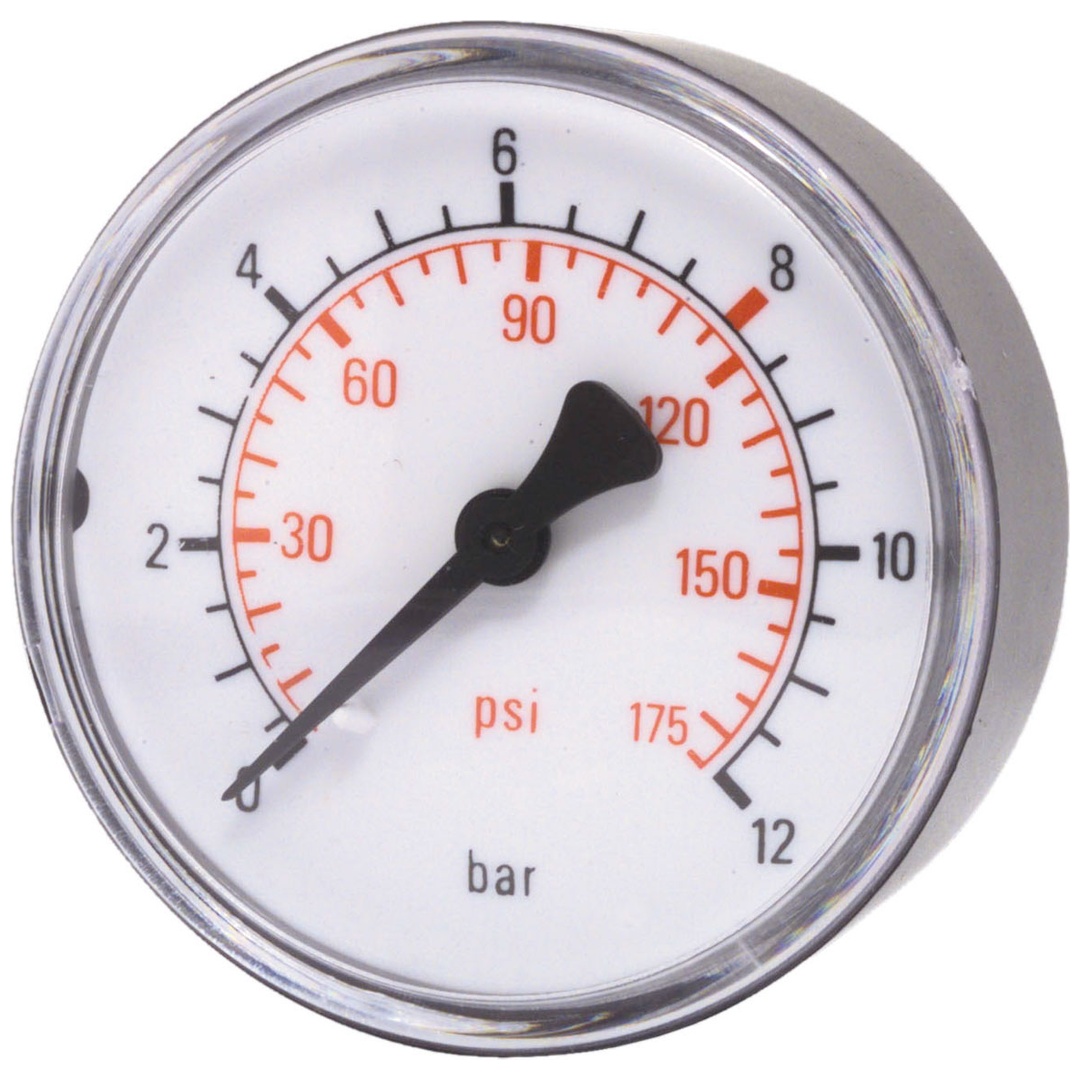 ELMAG Druckmanometer 0-12 bar, Ø 50 mm, Ø 1/8 Außengewinde hinten