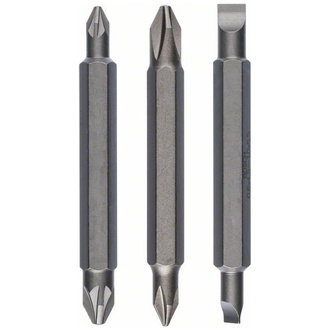 Bosch Doppelklingenbit-Set, 3-tlg., PH1, PZ1, S 0,6x4,5, PH2, PZ2, S1,0x5,5, 60 mm