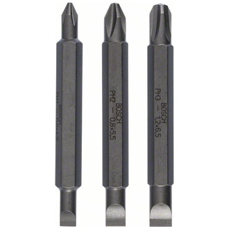 Bosch Doppelklingenbit-Set, 3-tlg., S0,6x4,5, PH1, S0,8x5,5, PH2, S1,2x6,5, PH3,60mm