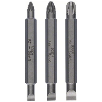 Bosch Doppelklingenbit-Set, 3-tlg., S0,6x4,5, PZ1, S0,8x5,5, PZ2, S1,2x6,5, PZ3,60mm