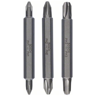 Bosch Doppelklingenbit-Set, 3-tlg., PH1, PH1, PH2, PH2, PH3, PH3, 60 mm