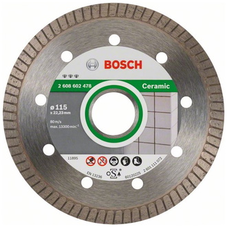 Bosch Diamanttrennscheibe Best for Ceramic Extra-Clean Turbo, 115 x 22,23 x 1,4 x 7 mm