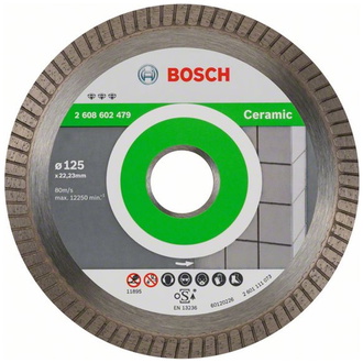 Bosch Diamanttrennscheibe Best for Ceramic Extra-Clean Turbo, 125 x 22,23 x 1,4 x 7 mm