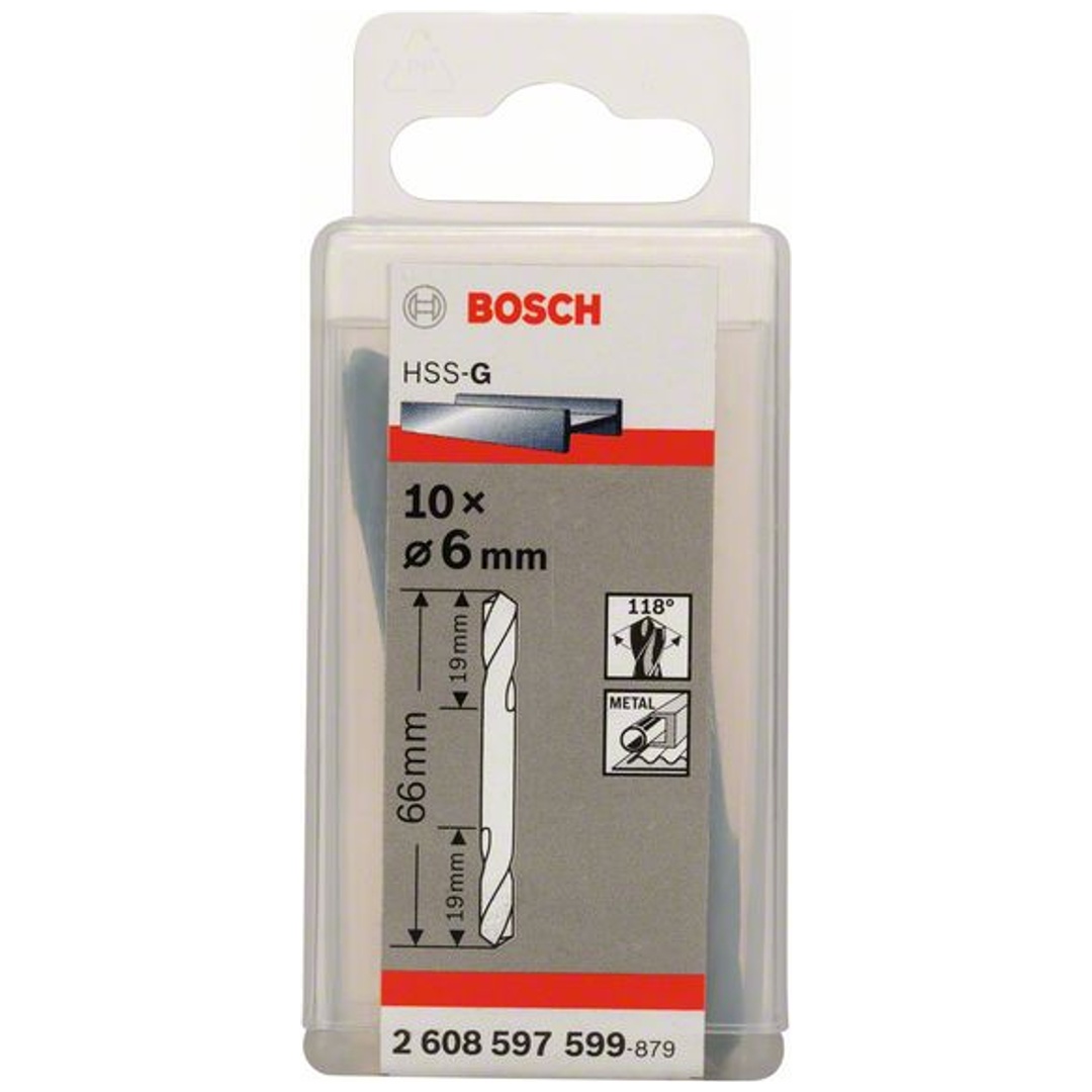 Bosch Doppelendbohrer HSS-G, Ø 6 x 19 x 66 mm, 10er Pack