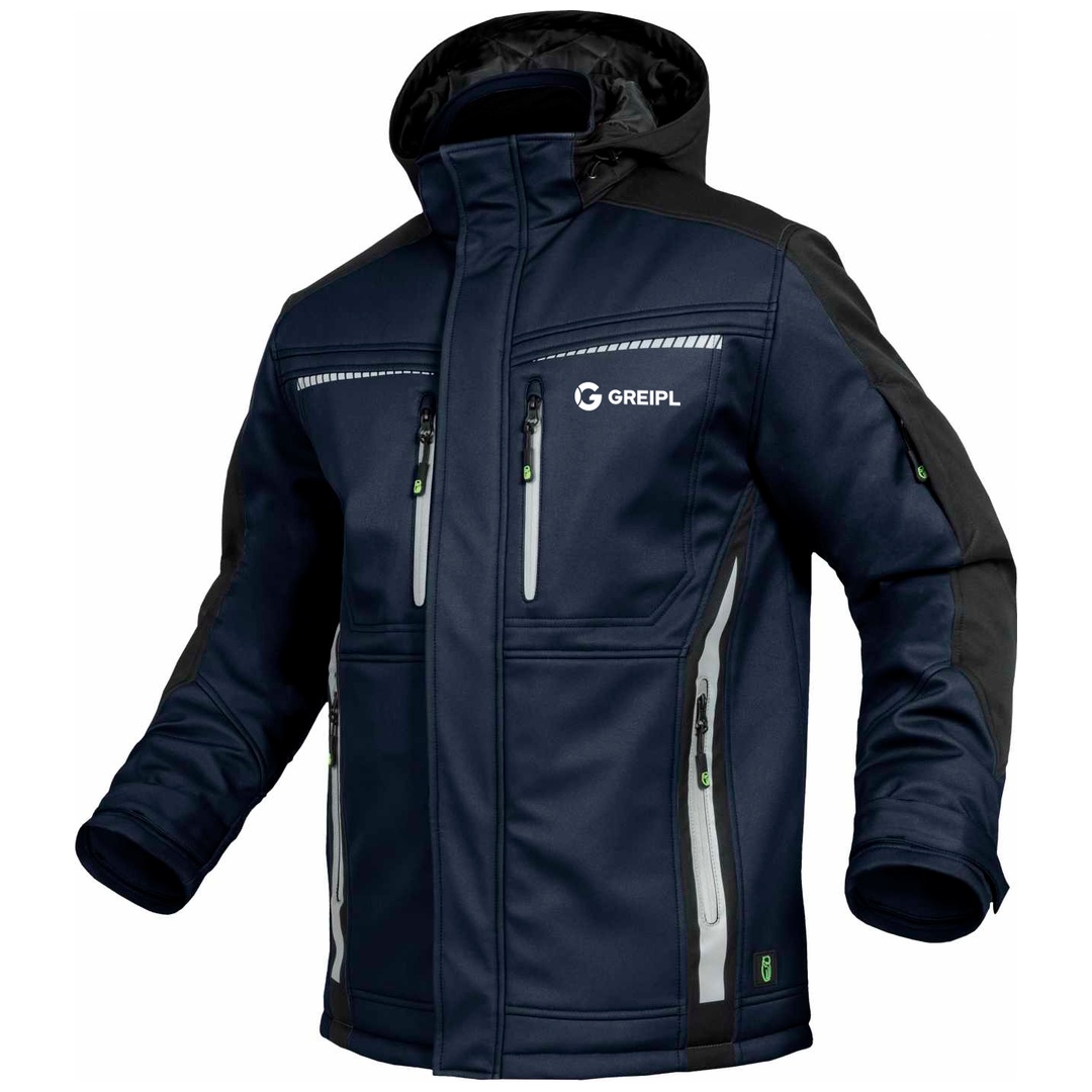 Leibwächter Sommer-Softshelljacke FLEXS Flex-Line Gr. M marine/schwarz mit GREIPL Druck