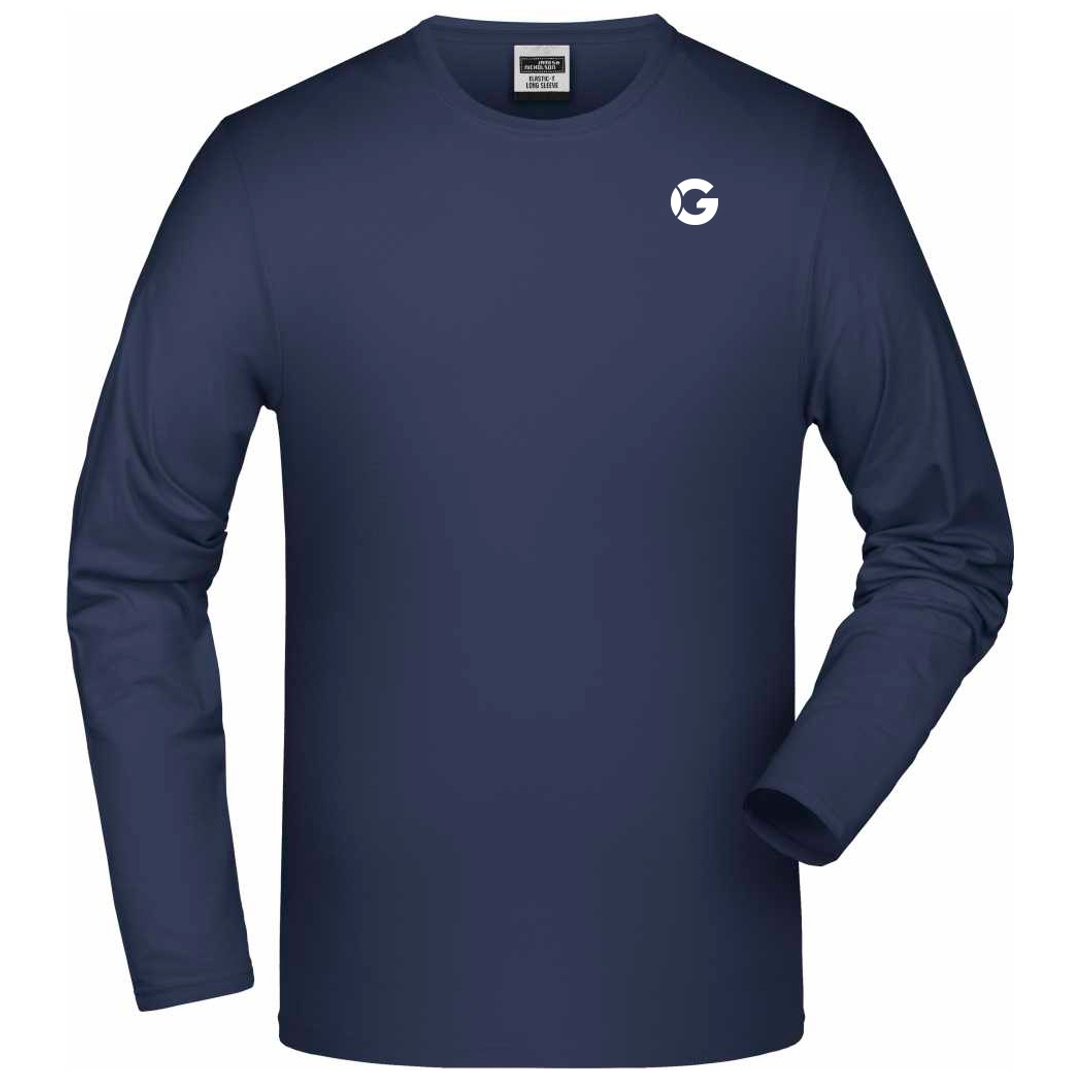 James & Nicholson Langarmshirt JN056 200g/qn Gr. S navy mit GREIPL Brust- und Nackenlogo