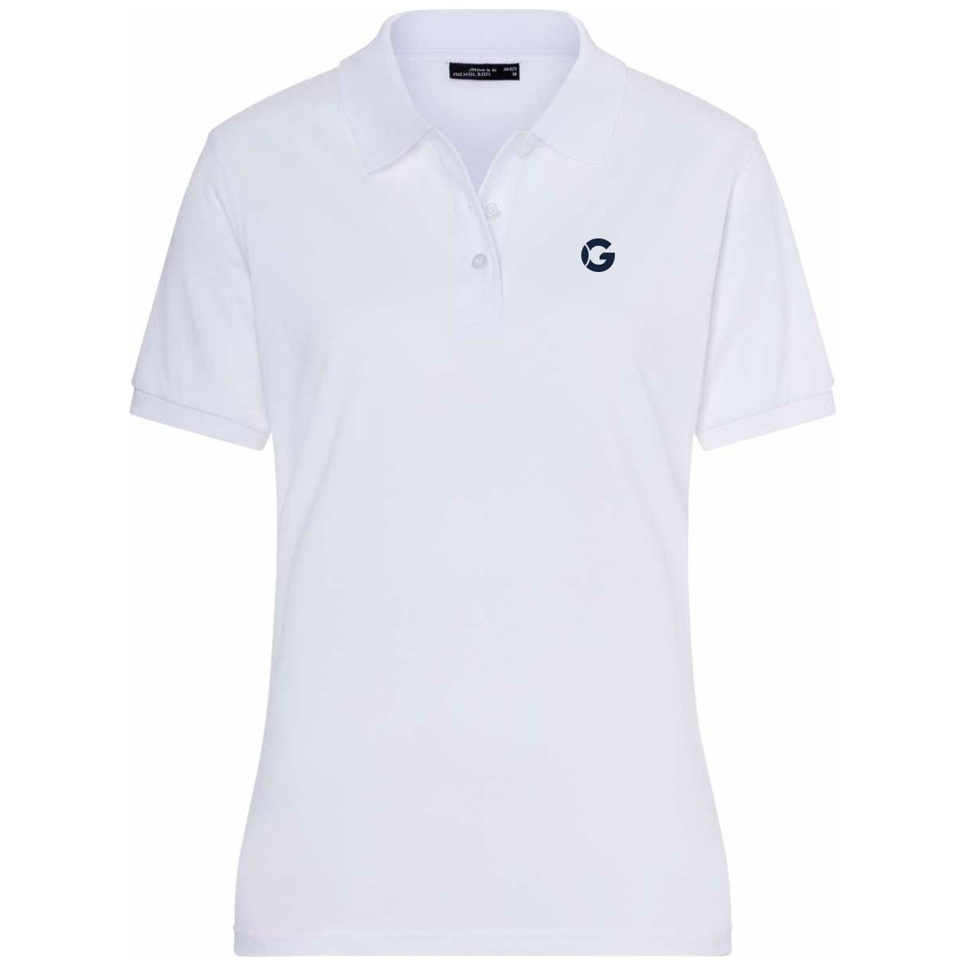 James & Nicholson Poloshirt JN071 195g/qn Gr. S white mit GREIPL Brust- und Nackenlogo