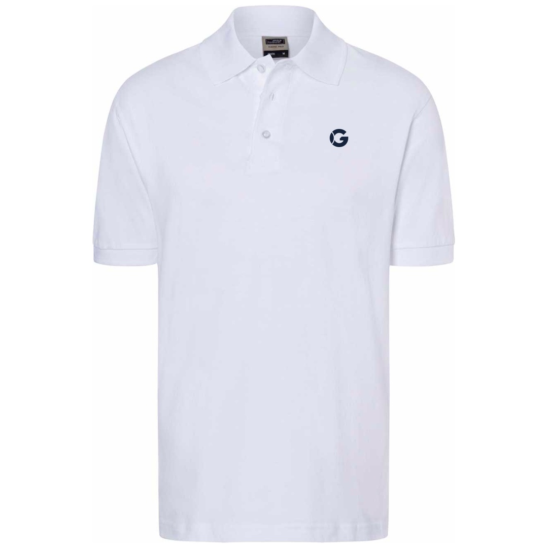 James & Nicholson Poloshirt JN070 195g/qn Gr. S white mit GREIPL Brust- und Nackenlogo