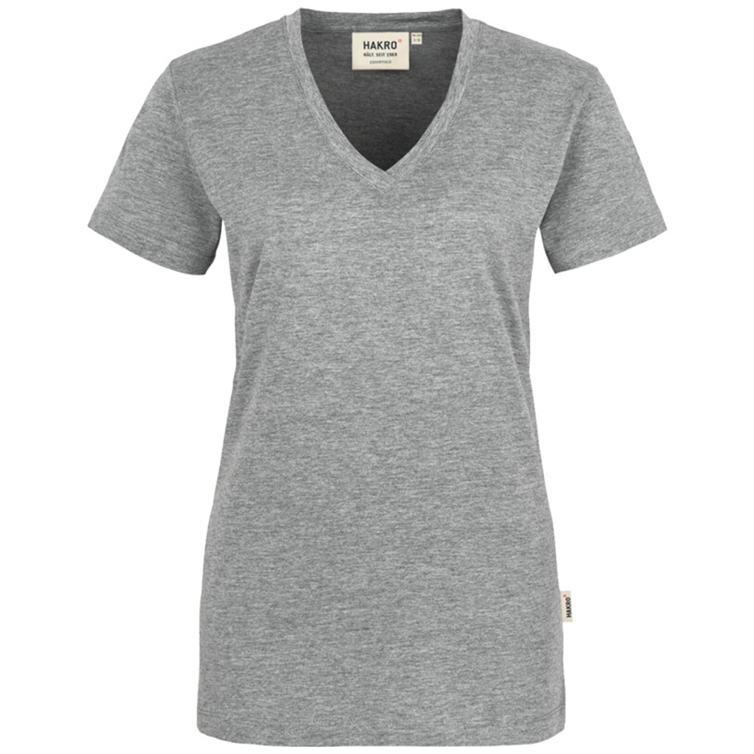 HAKRO V-T-Shirt Classic Damen #126 Gr. XS grau meliert