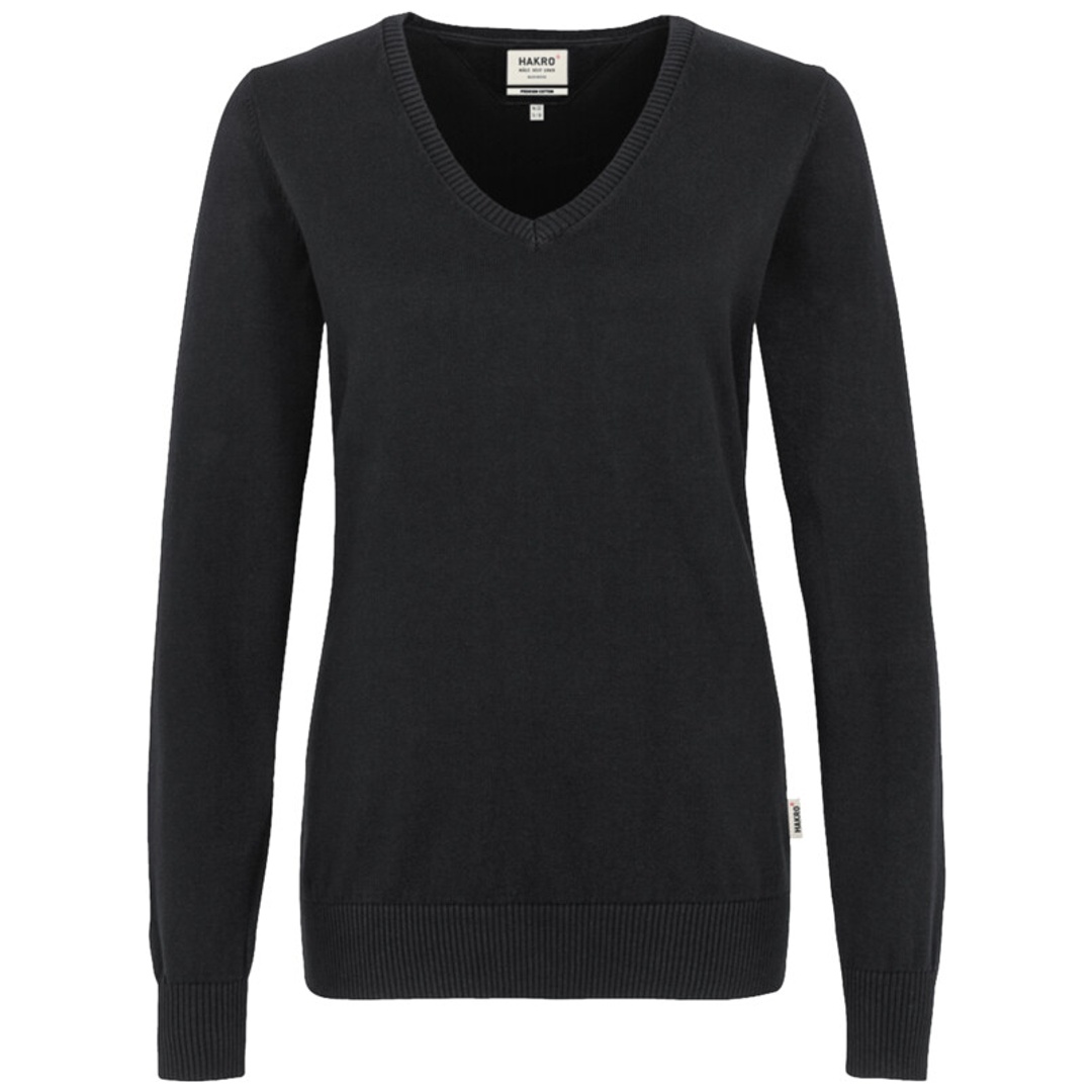 HAKRO Damen V-Pullover Premium-Cotton #133 Gr. XL schwarz