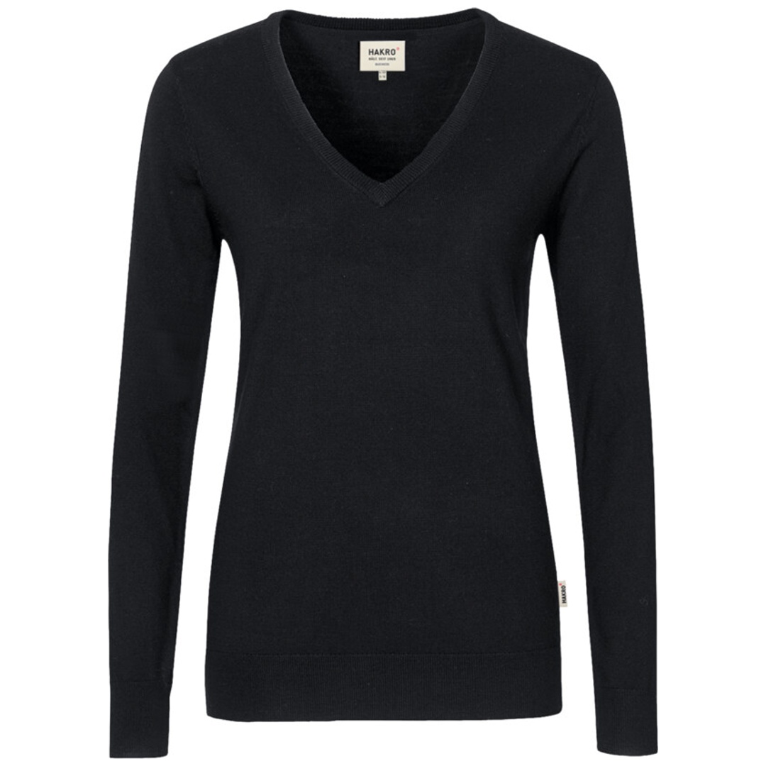 HAKRO Damen V-Pullover Merino Wool #134 Gr. M schwarz