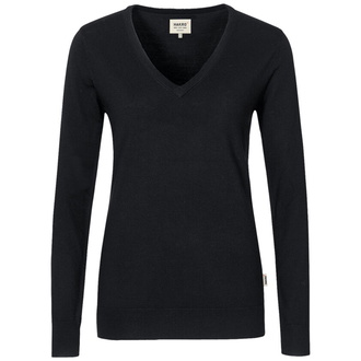 Damen V-Pullover Merino Wool #134 Gr. M schwarz