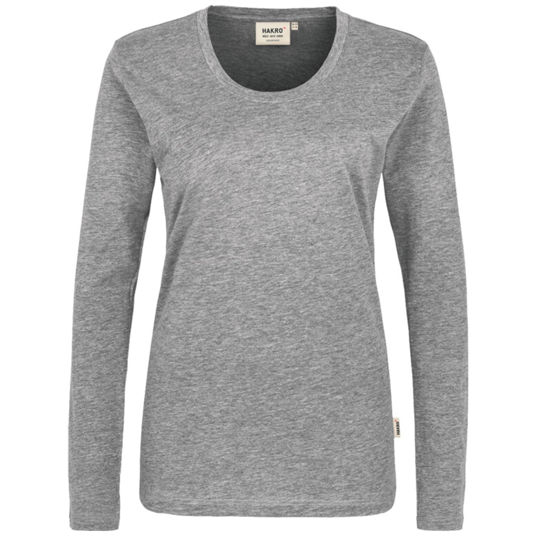 Hakro Damen Longsleeve Classic #178 Gr. L grau-meliert