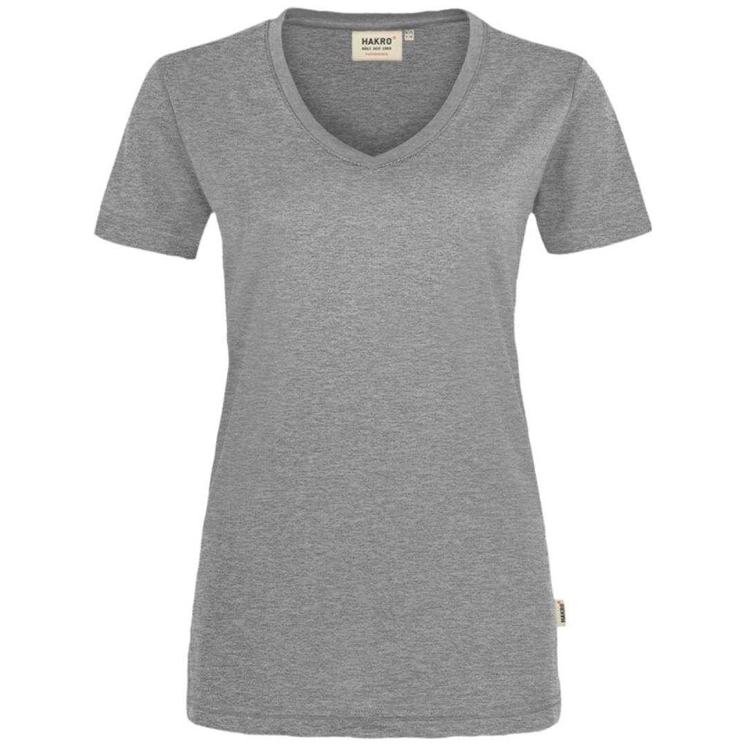 HAKRO V-T-Shirt Mikralinar Damen #181 Gr. 3XL grau-meliert