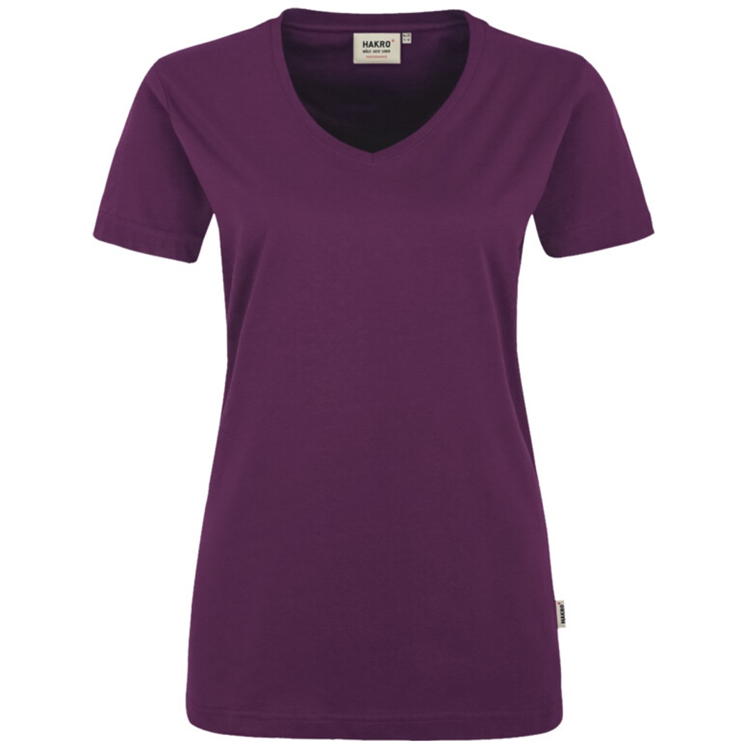 HAKRO V-T-Shirt Mikralinar Damen #181 Gr. L aubergine