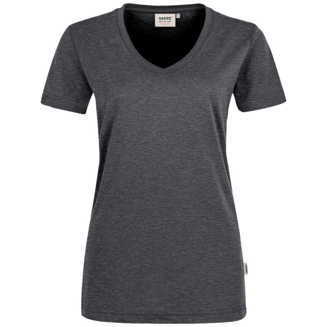 HAKRO V-T-Shirt Mikralinar Damen #181 Gr. S anthrazit-meliert
