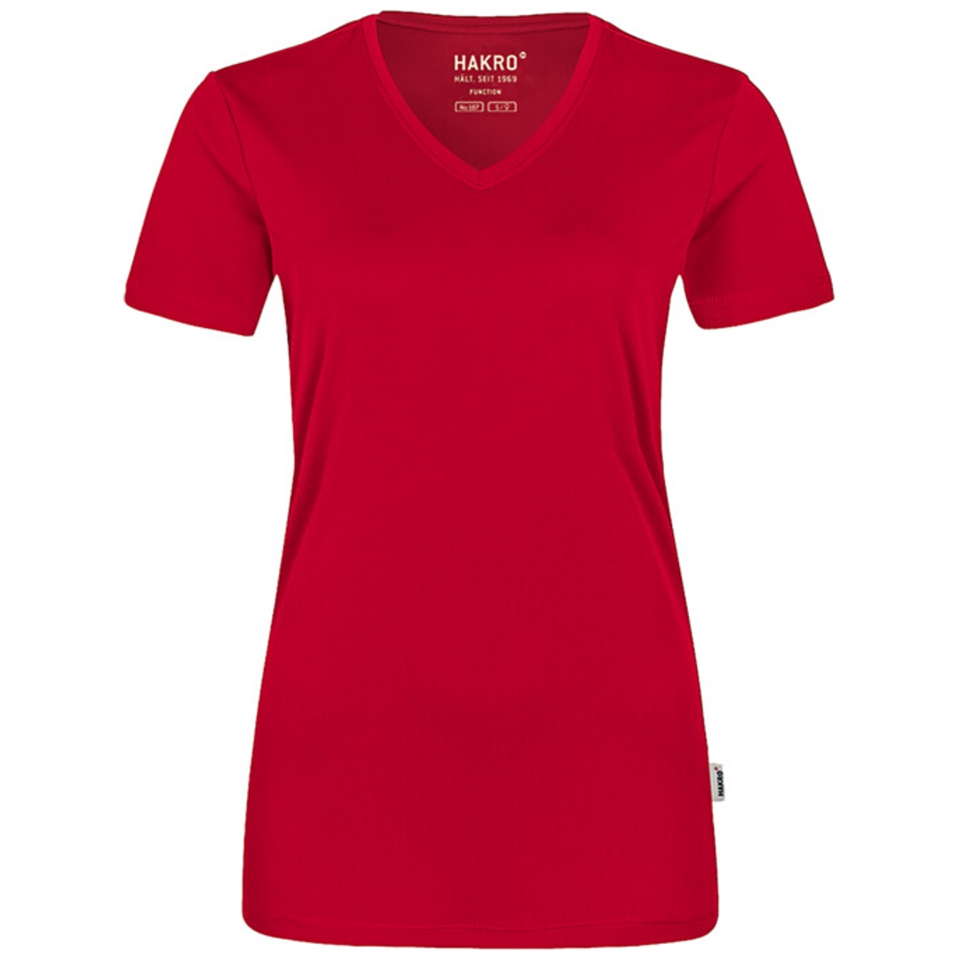 Hakro Damen V-T-Shirt Coolmax #187 Gr. XL rot