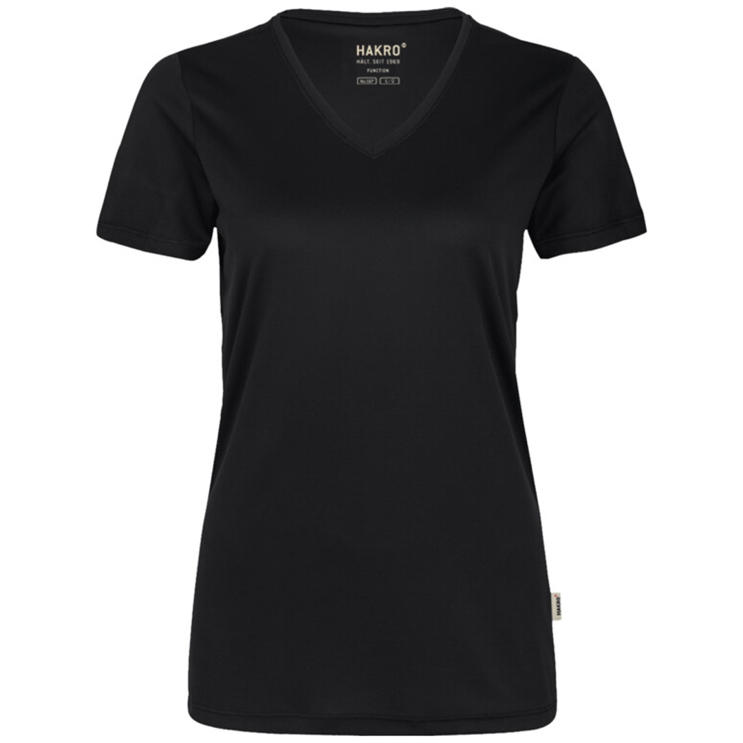 Hakro Damen V-T-Shirt Coolmax #187 Gr. M schwarz