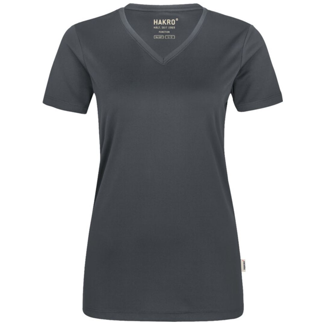 Hakro Damen V-T-Shirt Coolmax #187 Gr. XS anthrazit