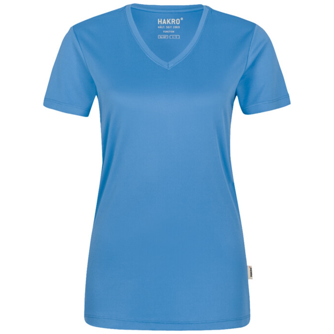 Hakro Damen V-T-Shirt Coolmax #187 Gr. L malibu-blue