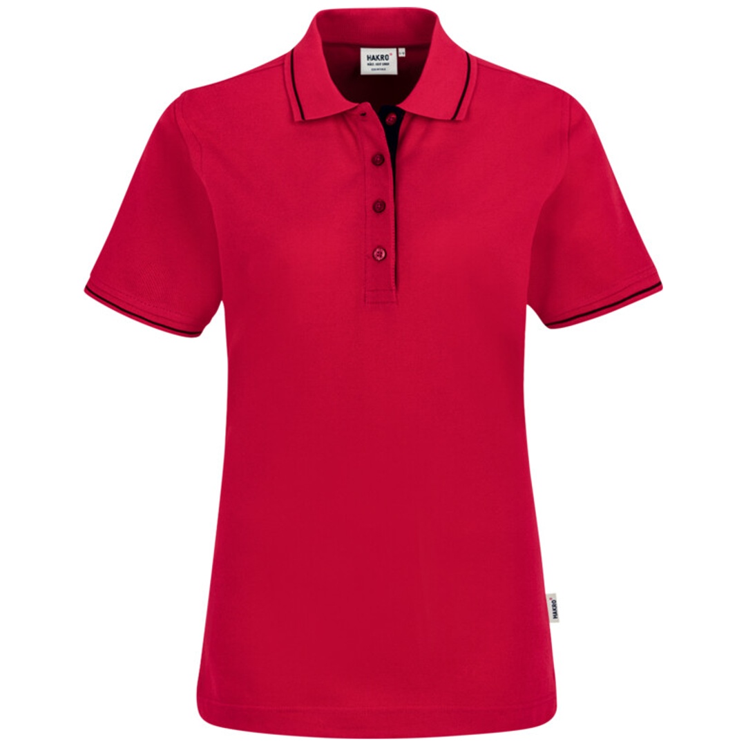 HAKRO Poloshirt Casual Damen #203 Gr. 2XL rot/schwarz
