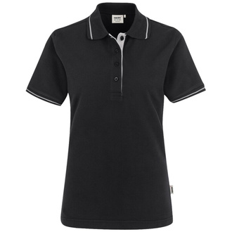 HAKRO Poloshirt Casual Damen #203 Gr. M schwarz/silber