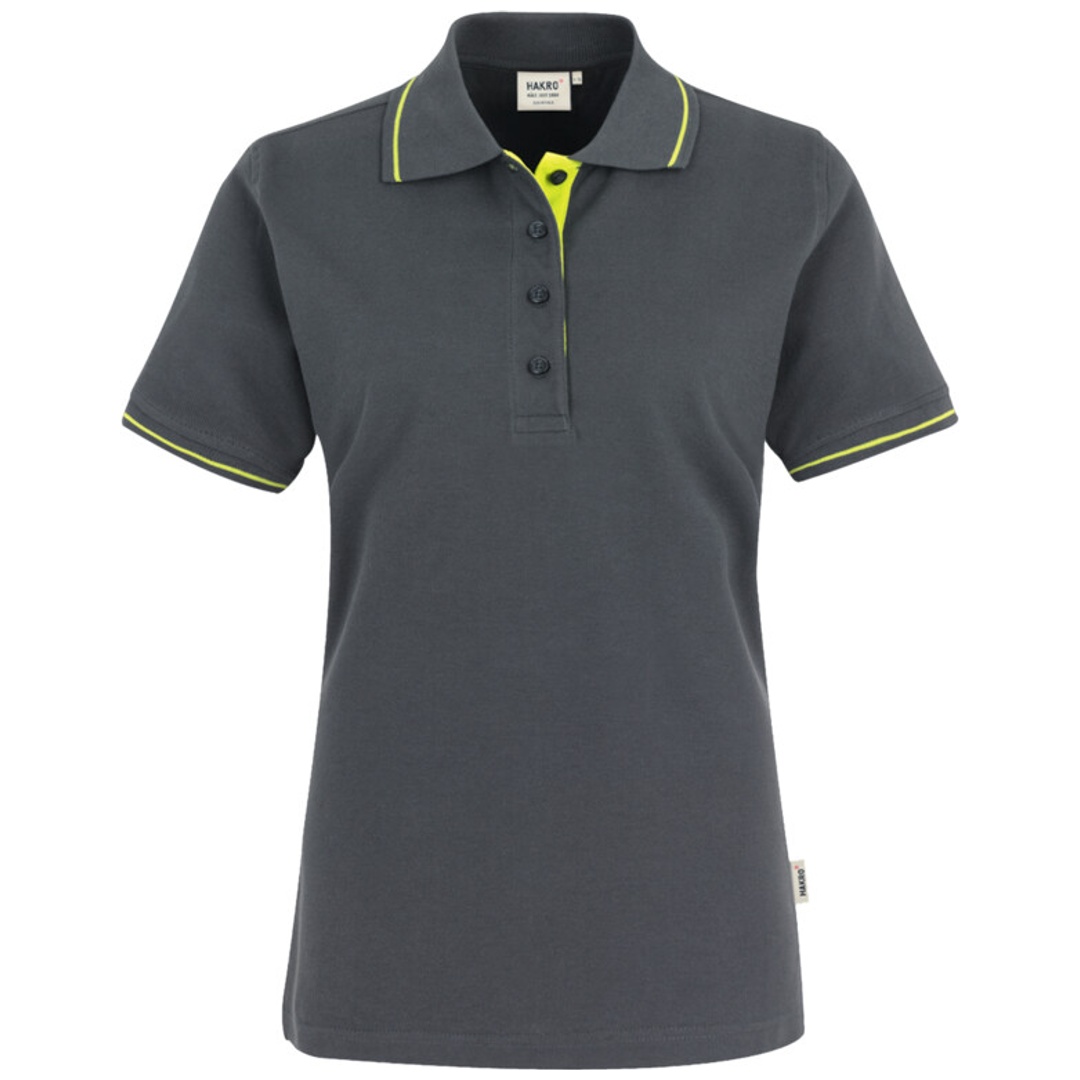 HAKRO Poloshirt Casual Damen #203 Gr. M anthrazit/kiwi