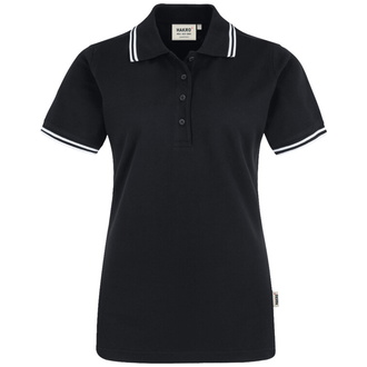 HAKRO Poloshirt Twin-Stripe Damen #205 Gr. M schwarz/weiß