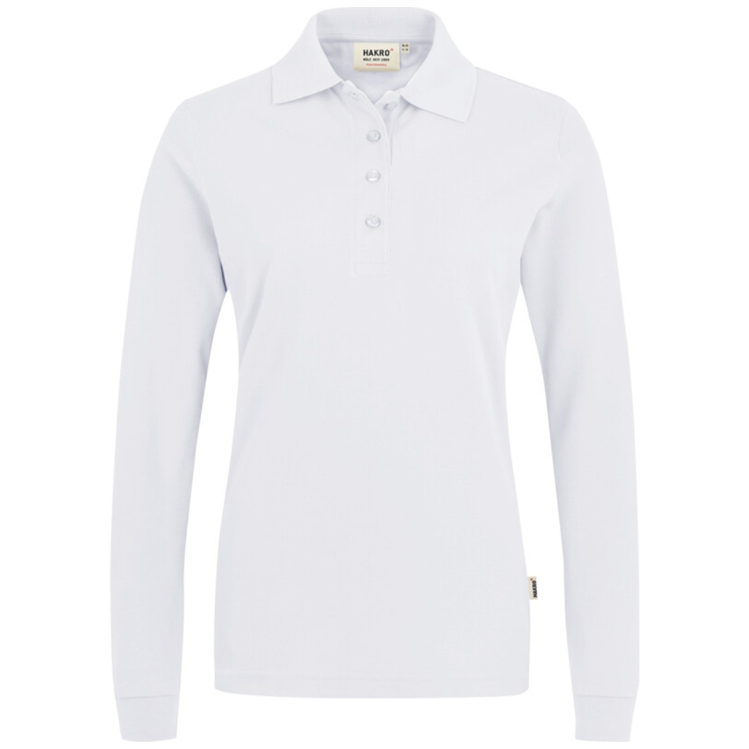 HAKRO Longsleeve Poloshirt Performance Damen #215 Gr. 3XL weiß