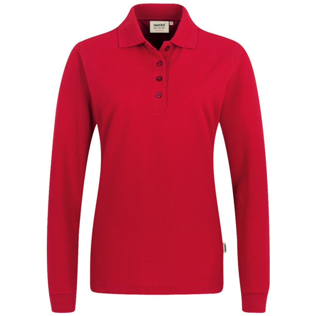 HAKRO Longsleeve Poloshirt Performance Damen #215 Gr. S rot